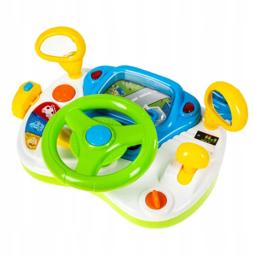 Simulateur de conduite éducatif interactif avec volant et klaxon, feux et microphone